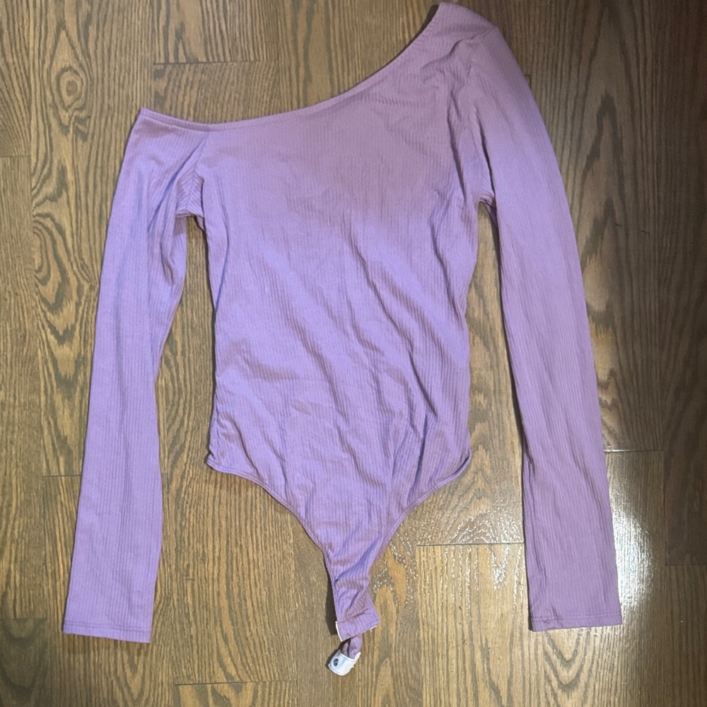 Blue Blush Lavender Off-Shoulder Bodysuit